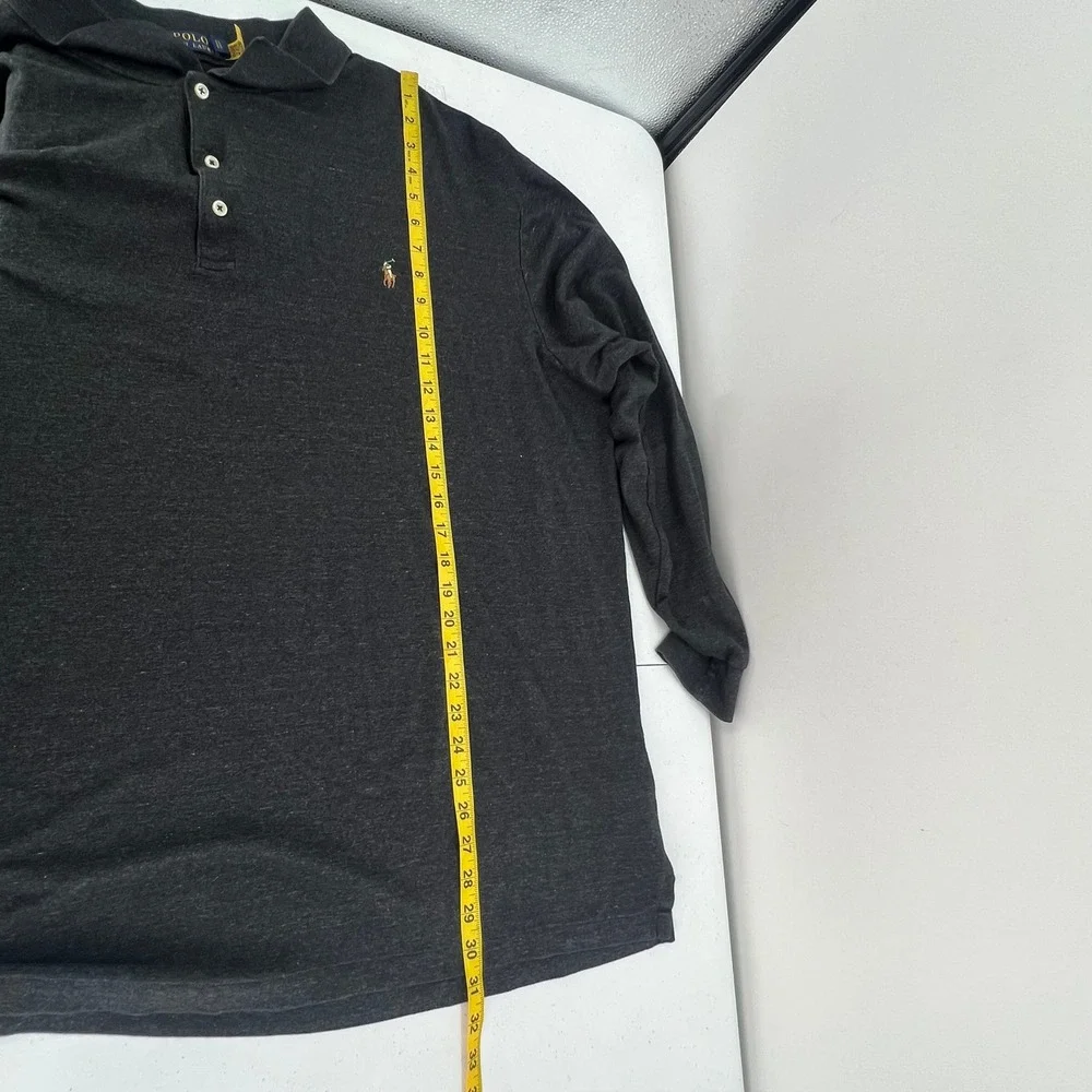 Polo Ralph Lauren Mens 3XLT Long Sleeve Polo Shirt Charcoal Gray Classic Preppy